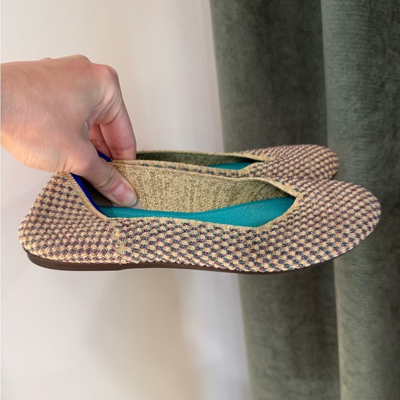 Rothy's Metallic Jewel Box Round Toe Ballet Flat - Tan/Pink/Teal - Size 7 *Rare* - Picture 6 of 9